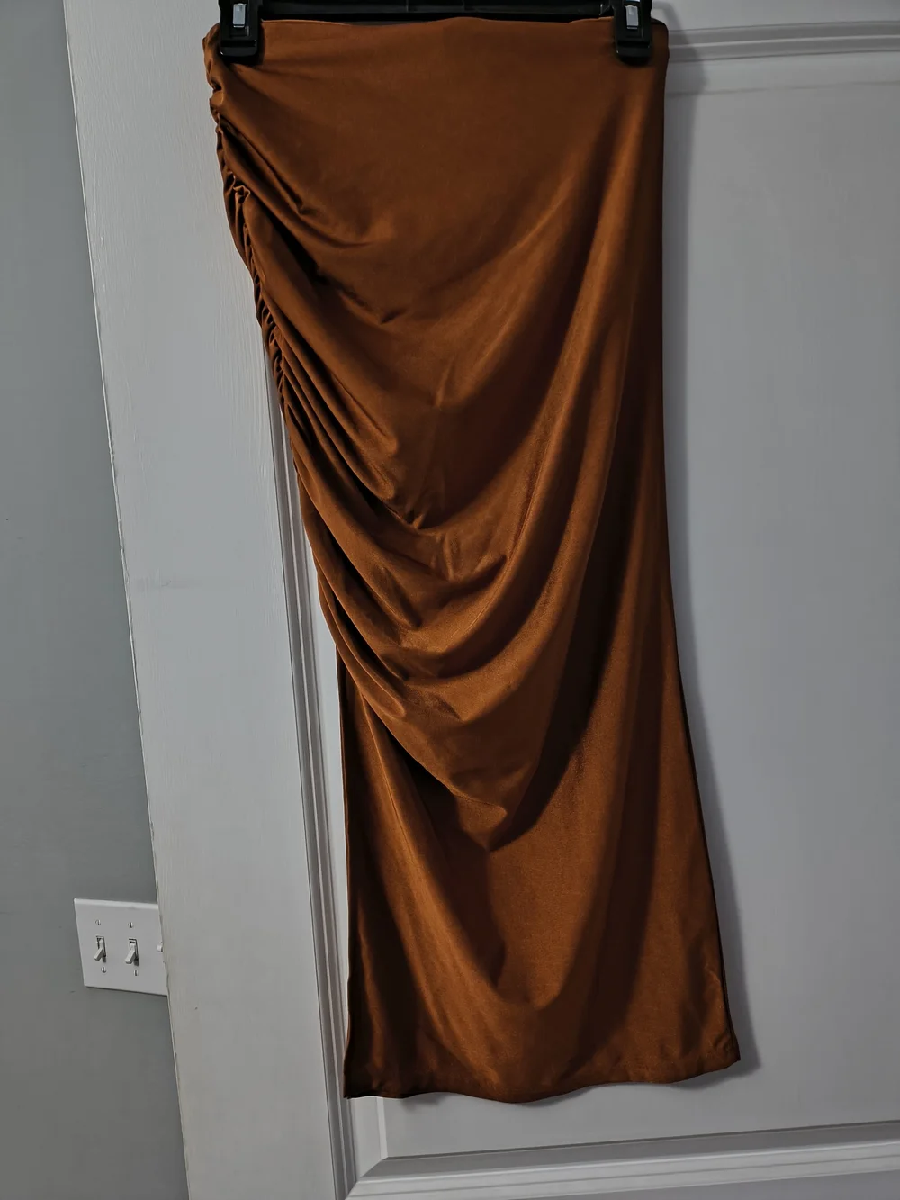 SHEIN Rust Orange Ruched Maxi Skirt